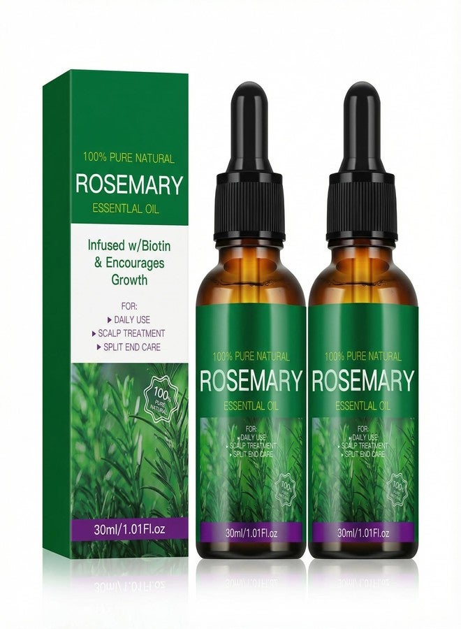 Grospe Rosemary Oil for Hair Growth with Biotin, 100% Pure Natural Hair Strengthening Oil & Scalp Treatment for Dry Damaged Split Ends & Thinning Hair Unisex Hair Care Serum 1.01 fl oz -2 Pack - Image 1