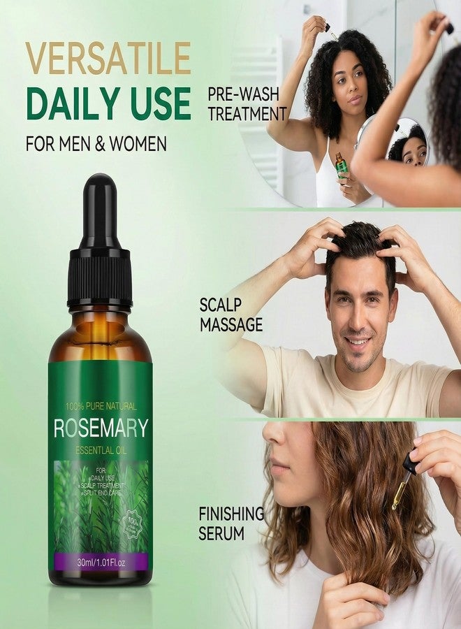 Grospe Rosemary Oil for Hair Growth with Biotin, 100% Pure Natural Hair Strengthening Oil & Scalp Treatment for Dry Damaged Split Ends & Thinning Hair Unisex Hair Care Serum 1.01 fl oz -2 Pack - Image 5
