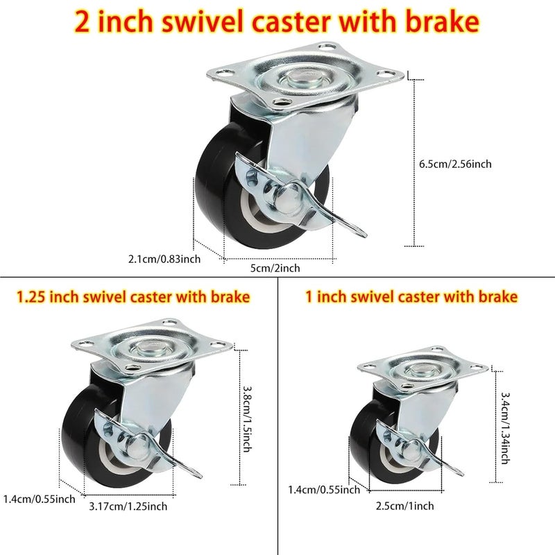 1 2 Inch Swivel PVC Furniture Casters 4pcs Heavy Duty Mute Wheels Universal Trolley - Image 5