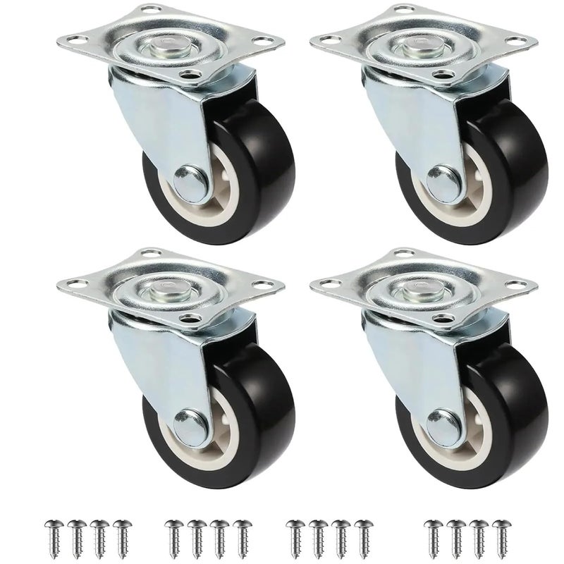 1 2 Inch Swivel PVC Furniture Casters 4pcs Heavy Duty Mute Wheels Universal Trolley - Image 1