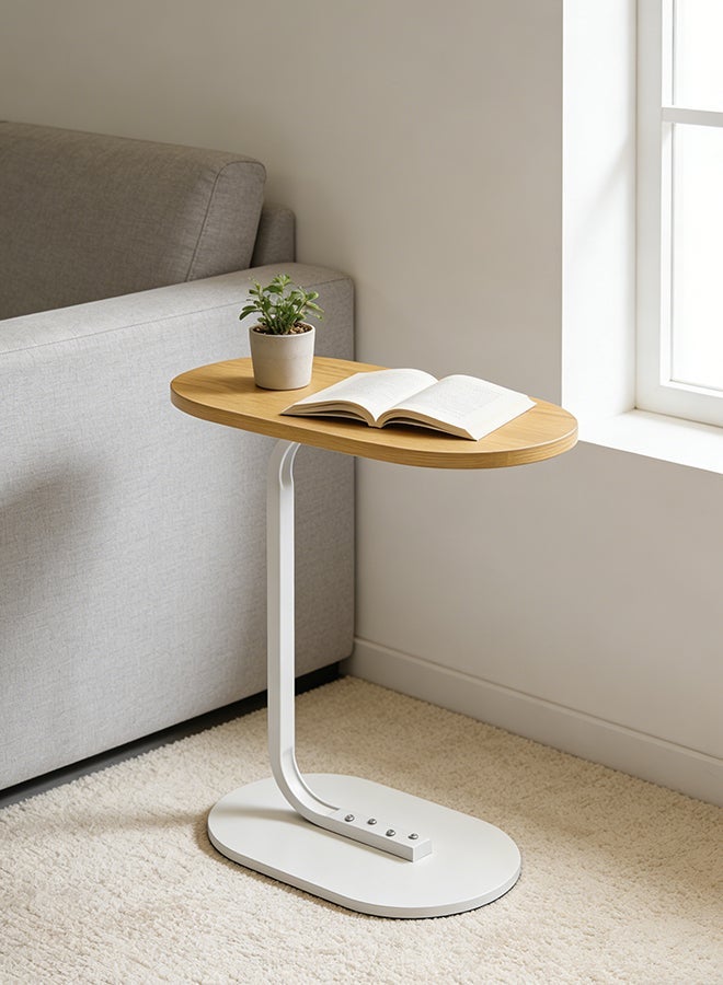 Migue home Modern Oval Nighstand, Side Table for Bedroom & Living Room, Modern and Sleek Design, 45cm L x 28cm W x 60cm H, Lightwood Color - Image 1