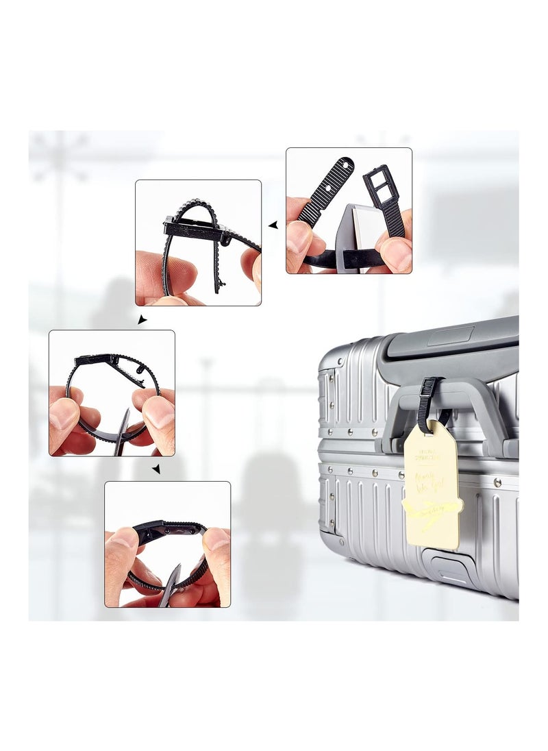 KASTWAVE 2 Pack Luggage Tags for Suitcases, Suitcase Tags Identifiers PU Leather Name ID Labels with Privacy Cover for Travel Women Men School (Black, White)  - Image 5