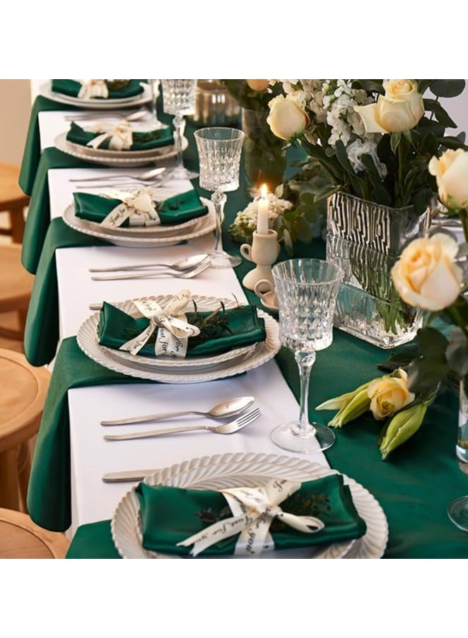 12 قطعة من مناديل المائدة ساتان، 17x17 بوصة مناديل زفاف حريرية خضراء قابلة للغسل، مجموعة من مناديل مائدة فاخرة لحفلات عيد الميلاد والعطلات والعشاء والمطاعم - Image 4