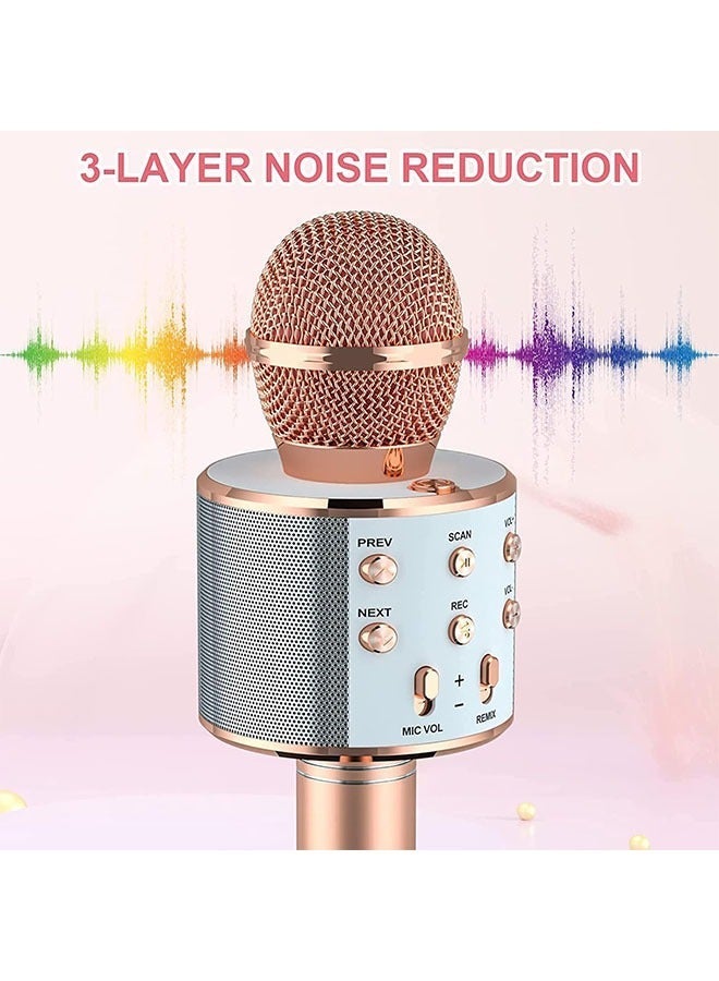 Wish Karaoke Microphone Toys for Teen Kids, Portable Bluetooth Wireless Karaoke Machine,Music Toy Party Favor Birthday Gift for Kids Boys Girls (Rose Gold) - Image 3