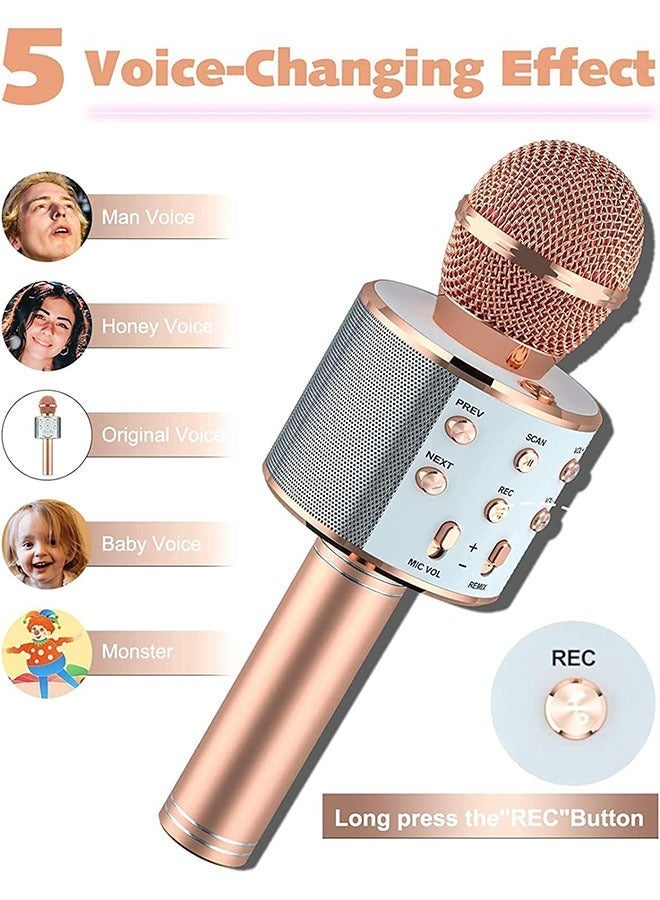 Wish Karaoke Microphone Toys for Teen Kids, Portable Bluetooth Wireless Karaoke Machine,Music Toy Party Favor Birthday Gift for Kids Boys Girls (Rose Gold) - Image 5