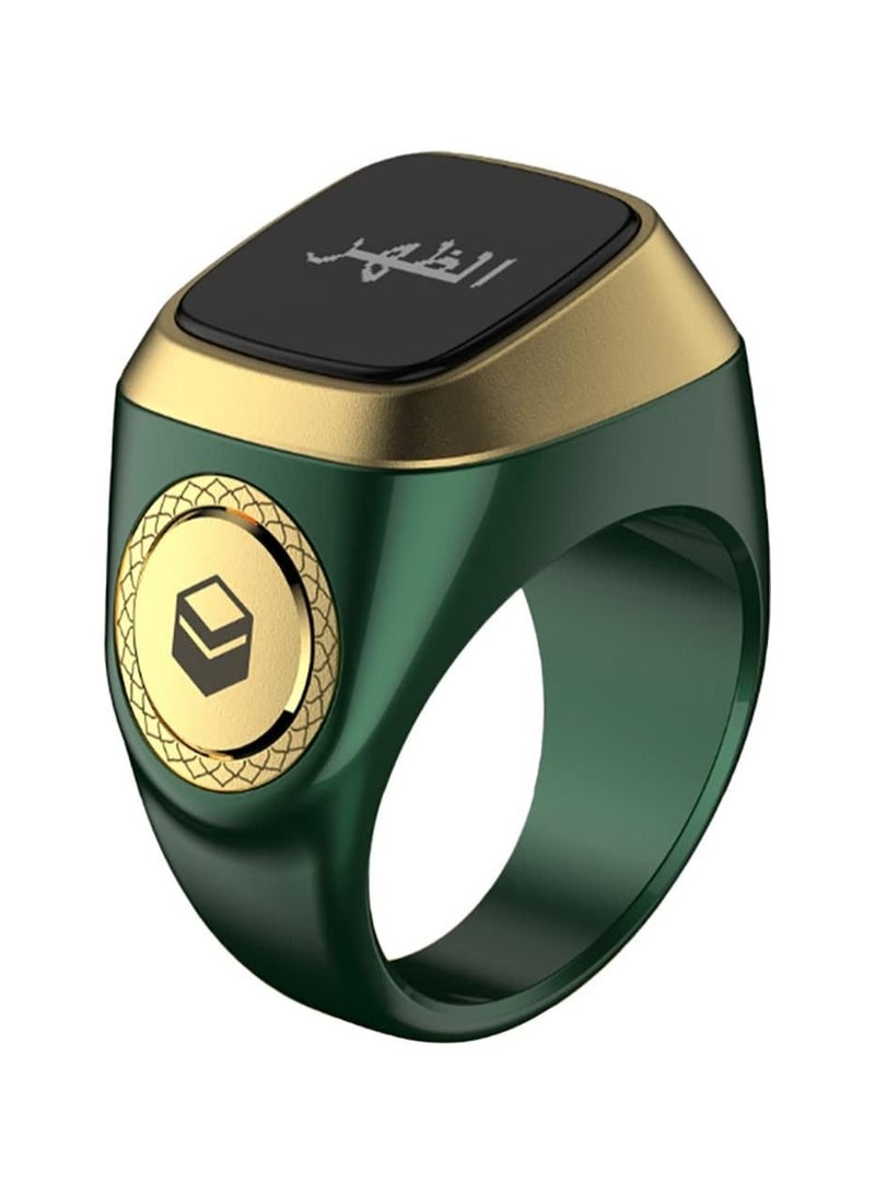Smart Tasbih Zikr lite Ring, Muslim Prayer, Prayer timing reminder, OLED display Tasbih Counter, Smart Ring, Waterproof- Green 20mm - Image 1