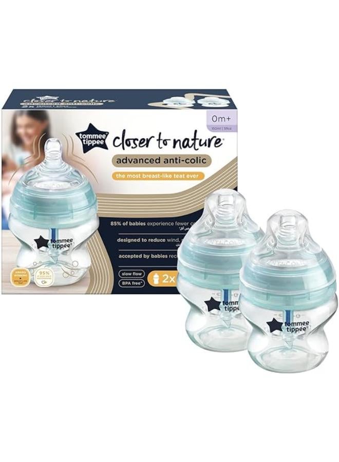 Tommee Tippee Advanced Anti-colic Baby Bottles Pack Of 2, 150ml - Image 2