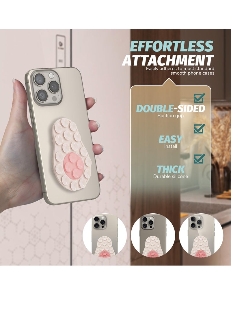 SYOSI Double Sided Silicone Suction Cups Phone Mount Two-Color Avocado Design Compatible for All Cellphones Hands-Free Strong Grip Holder for Tiktok Videos Selfies 2Pcs Black and Pink  - Image 2