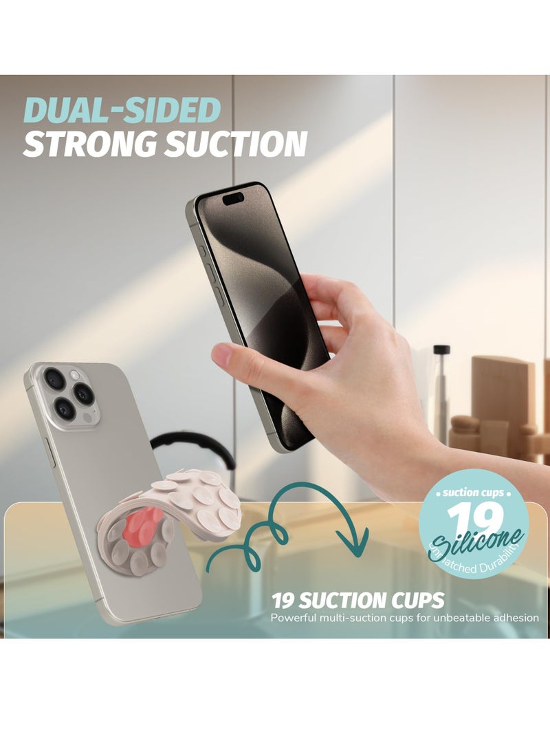 SYOSI - Double Sided Silicone Suction Cups Phone Mount Two-Color Avocado Design Compatible for All Cellphones Hands-Free Strong Grip Holder for Tiktok Videos Selfies 2Pcs Black and Pink - Image 1