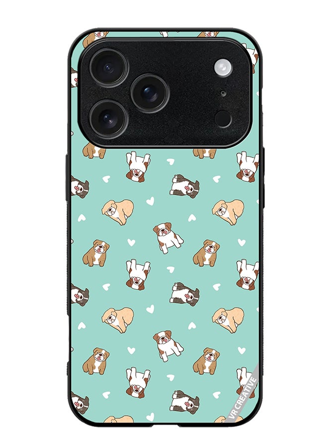 VR CREATIVE Protective Case Cover For Apple iPhone 17 Pro Max Cartoon Bulldog Dog Design Multicolour