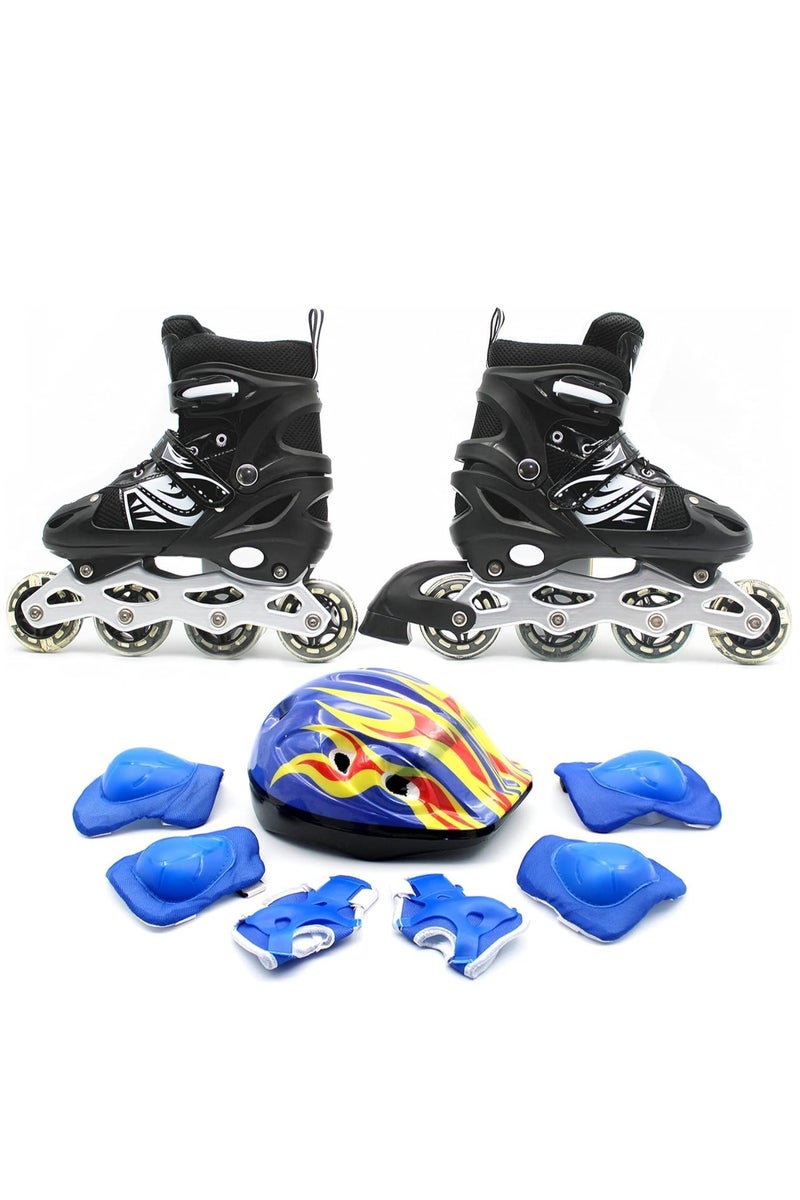 EASY FUTURE Adjustable Inline Skates for Kids with Flashing Wheels – Includes Full Protective Gear Set(Helmet,Knee, Elbow & Wrist)  – 4 Colors & 3 Sizes Available - Image 1