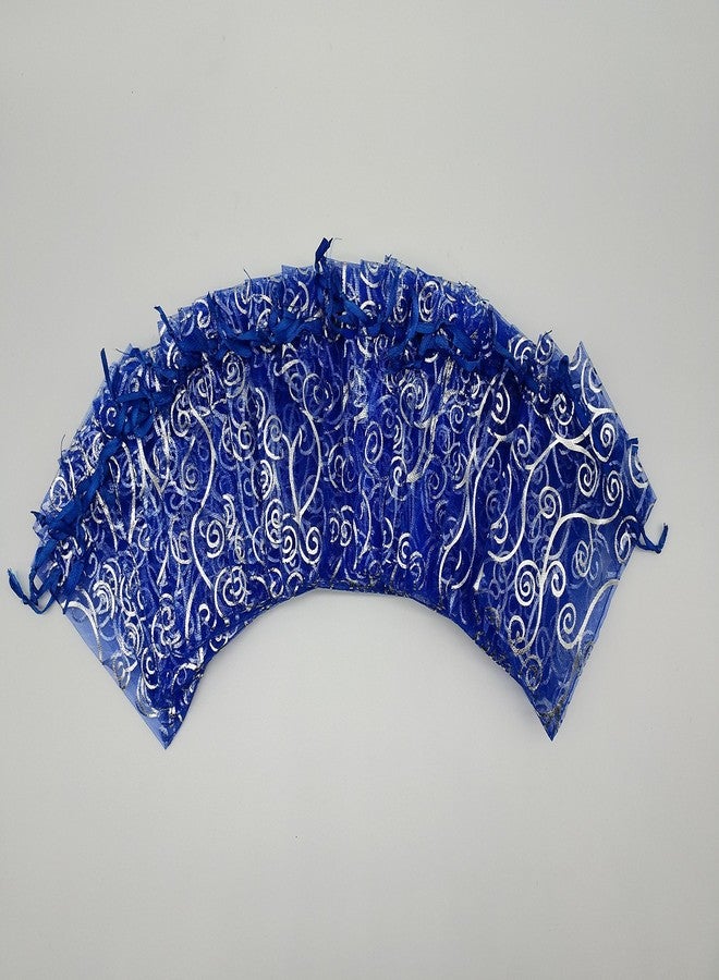 Ankirol 100pcs Sheer Organza Favor Bags For Wedding Baby Shower Rattan Print Gift Bags Samples Display Drawstring Pouches (3x4 inch, blue - Image 4