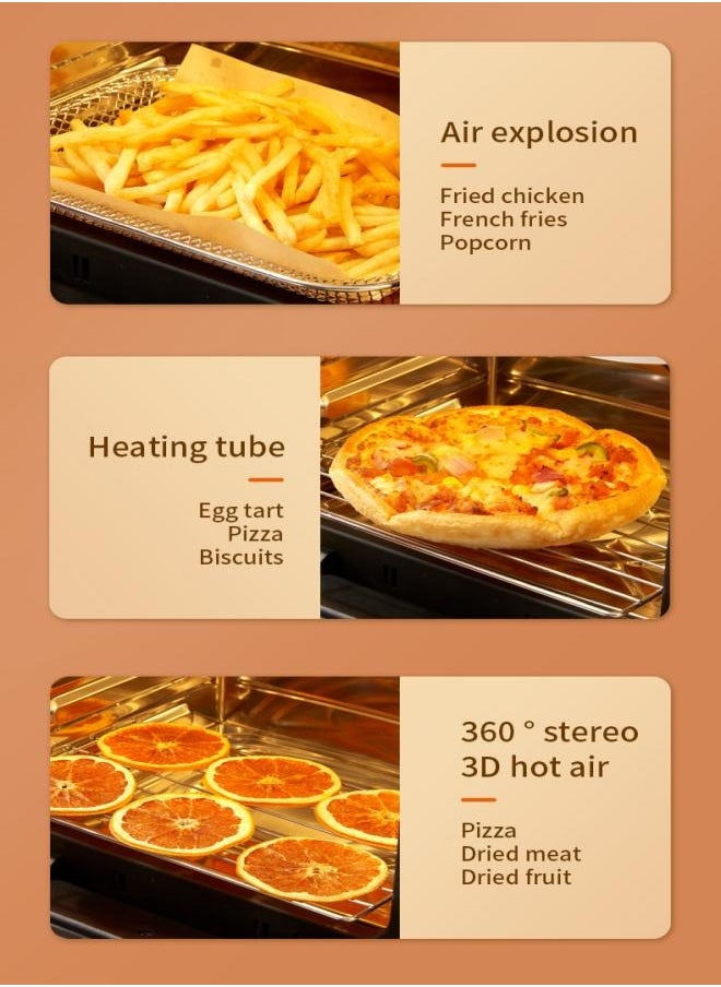 Generic - 15L Large Capacity Electric Oven,2400w Air Fryer Toaster Oven With Steam, Toast, Air Fry, Bake, Visual Cooking Window, 7 In 1 Function, Digital Touchscreen - Image 1
