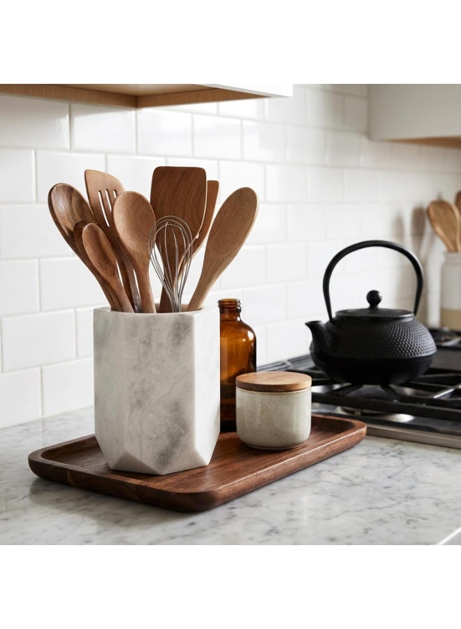 RADICALn Handmade White Marble Utensil Holder 6.5 Inch Kitchen Counter Utensil Crock Spoon Spatula Holder Cooking Utensil Organizer Farmhouse Home Gift - Image 5