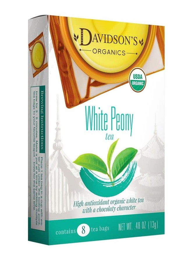 Davidson's Organics, White Peony, 8-count Tea Bags, Pack of 12 - Image 1
