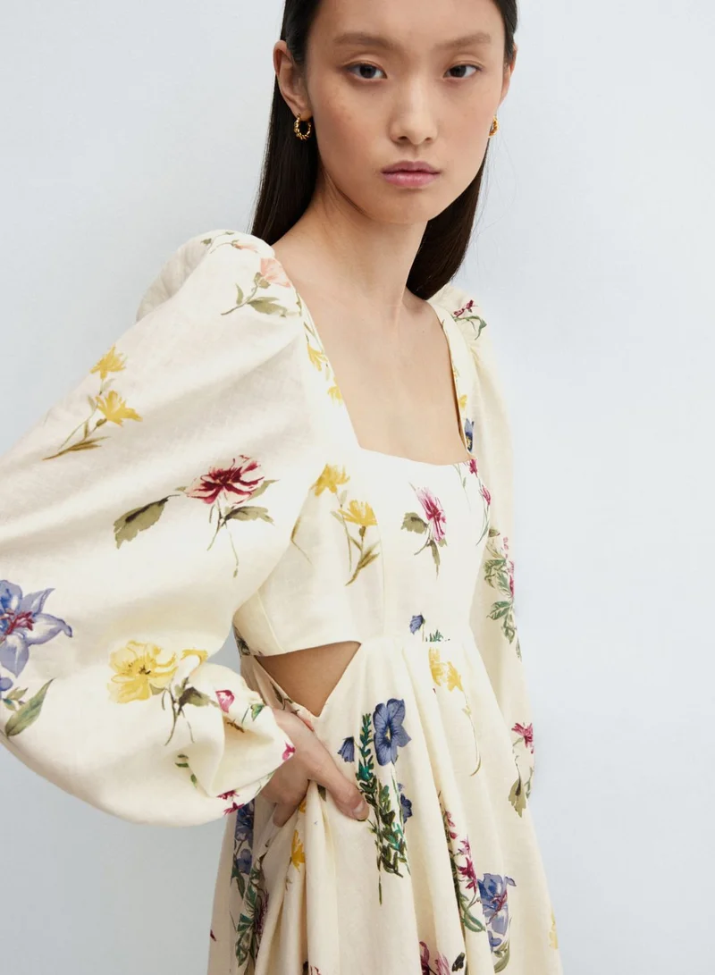MANGO Floral Print Mini Dress