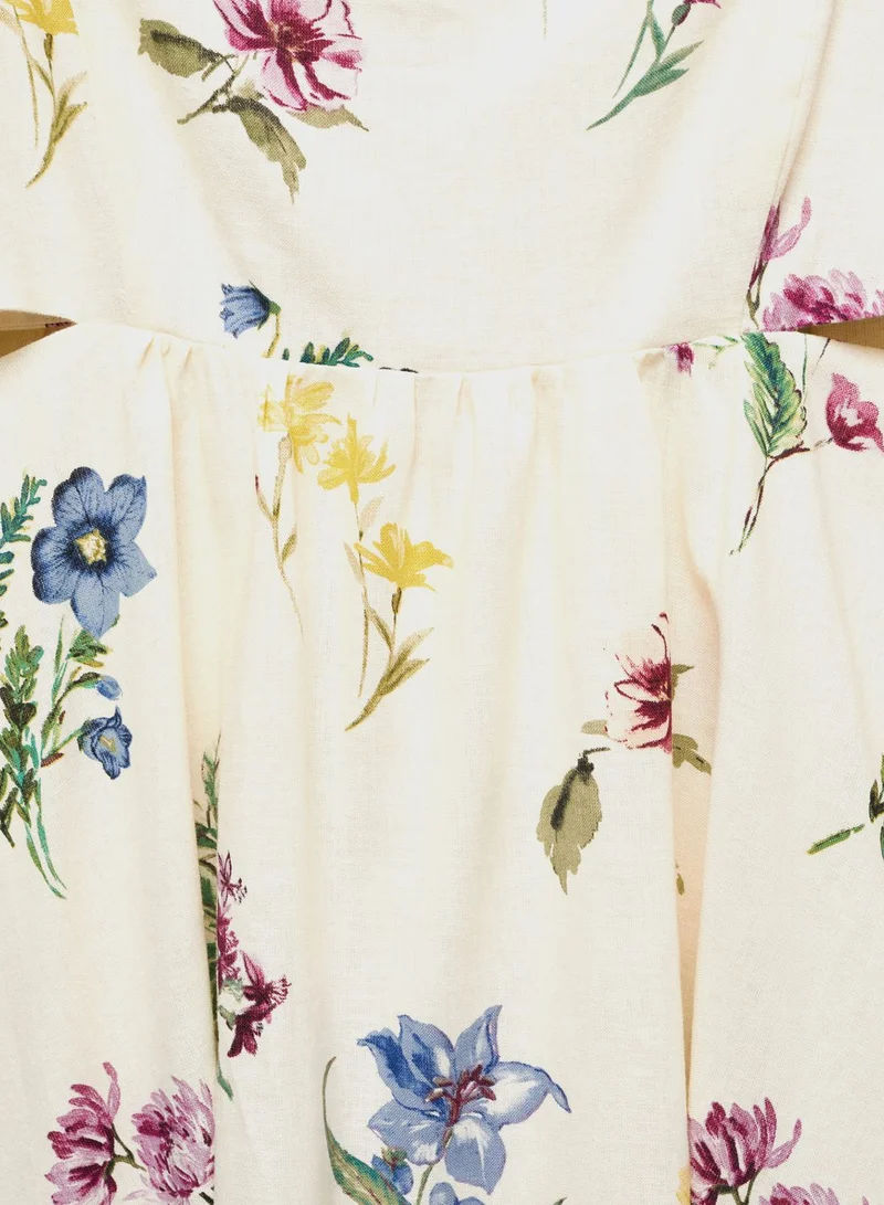 MANGO Floral Print Mini Dress