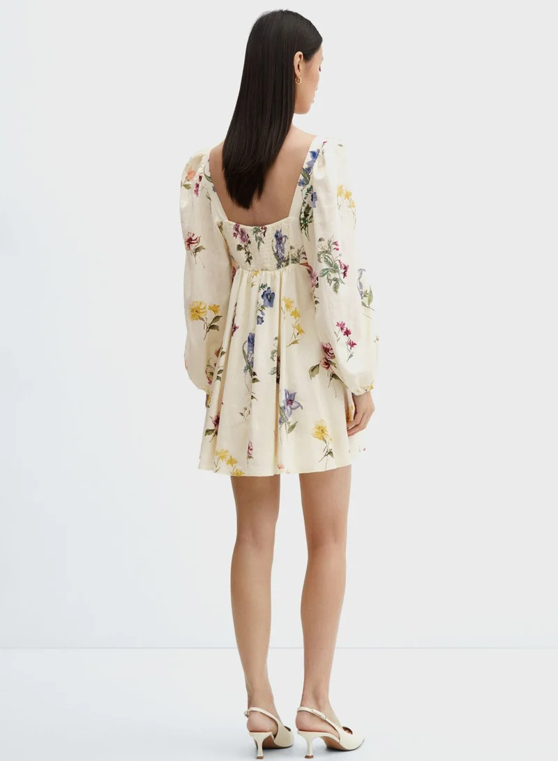 MANGO Floral Print Mini Dress