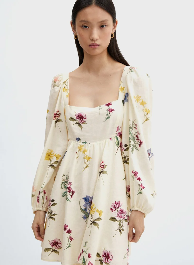 MANGO Floral Print Mini Dress