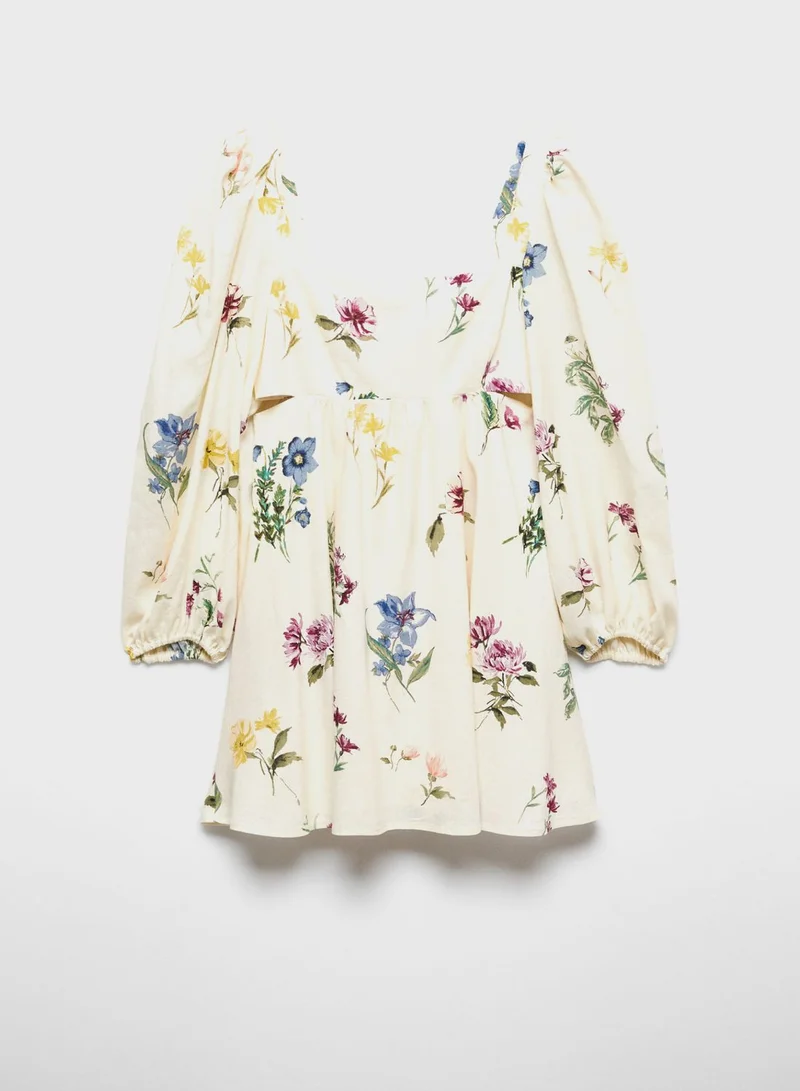 MANGO Floral Print Mini Dress