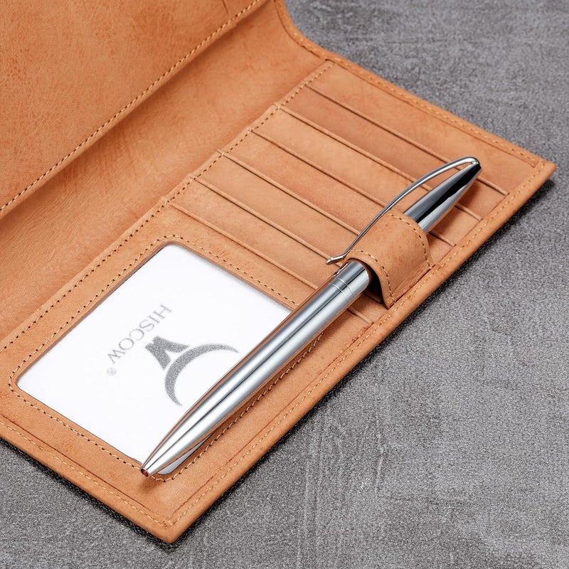 HISCOW Soft Leather Checkbook Cover & Card Holder with Divider - Italian Calfskin (Aniline Leather Tan) - Image 5