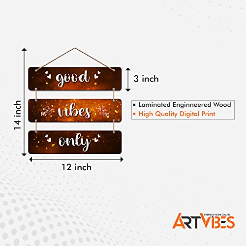 Artvibes Good Vibes Only Decorative Wall Hanging Ornaments | Quotes Decor Item | Wall Poster | Mdf Wall Decoration for Office | Wall Art Print | Inspirational Quotes | Gift Items (WH_5301N) - Image 5