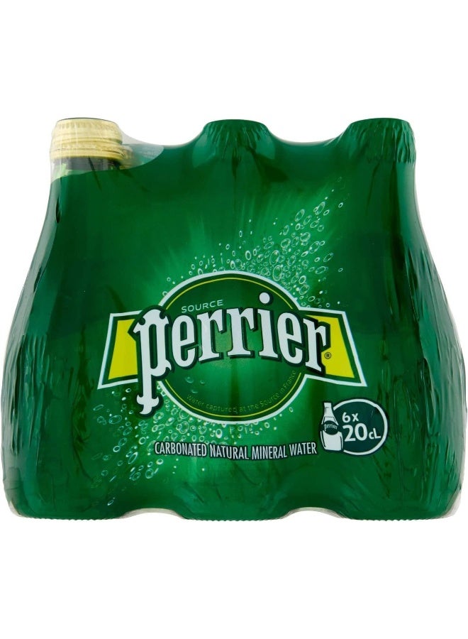 Perrier Natural Sparkling Mineral Water Glass Bottle, Regular, 6 x 200 ml - Image 2