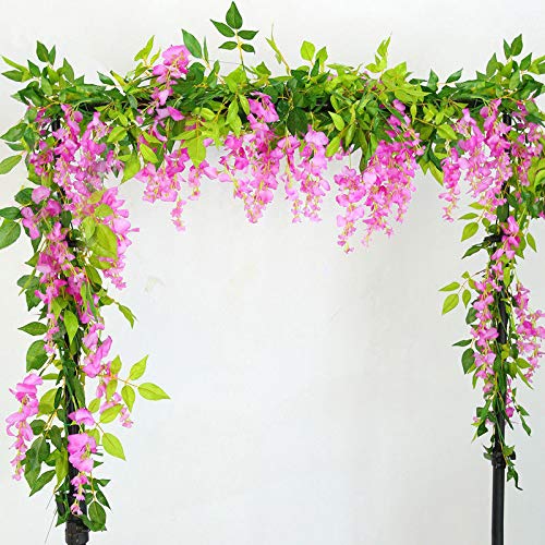 Yueshop 2x7FT Artificial Wisteria Vine Garland Plants Flowers Arts For Ceremony Home Wedding Decoration Pink