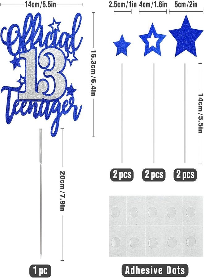 TrifleArte Official 13 Teenager Cake Topper |Blue & Silver Glitter Birthday Cake Decoration for 13th Birthday Party | Teen Celebration Supplies - Image 2