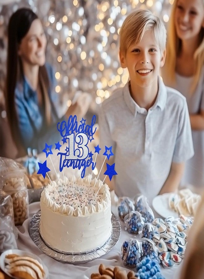 TrifleArte Official 13 Teenager Cake Topper |Blue & Silver Glitter Birthday Cake Decoration for 13th Birthday Party | Teen Celebration Supplies - Image 4