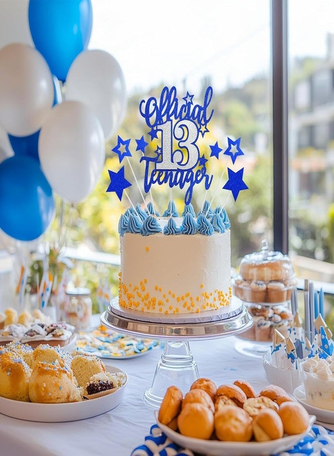 TrifleArte Official 13 Teenager Cake Topper |Blue & Silver Glitter Birthday Cake Decoration for 13th Birthday Party | Teen Celebration Supplies - Image 5