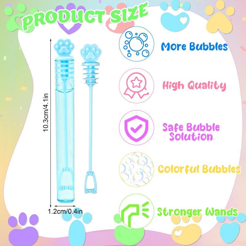 DERAYEE 36PCS Paw Print Bubble Wands for Kids Bulk, Cat Mini Bubble Party Favors Toys Cute Puppy Dog Party Decorations for Boys Girls Birthday Gifts Classroom Prizes Goodie Bag Stuffers - Image 2