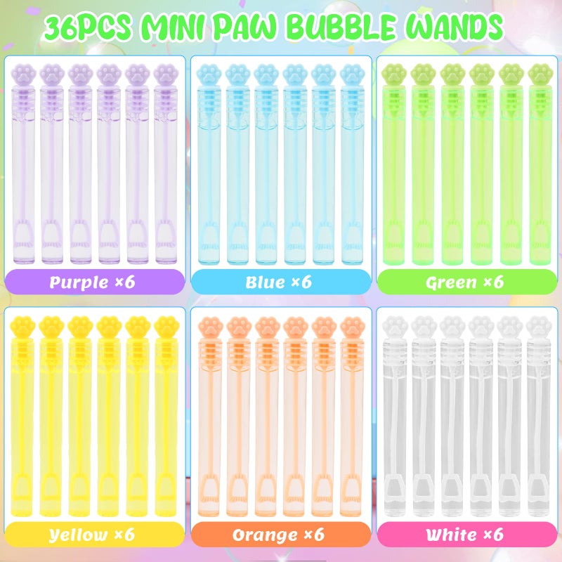 DERAYEE 36PCS Paw Print Bubble Wands for Kids Bulk, Cat Mini Bubble Party Favors Toys Cute Puppy Dog Party Decorations for Boys Girls Birthday Gifts Classroom Prizes Goodie Bag Stuffers - Image 4