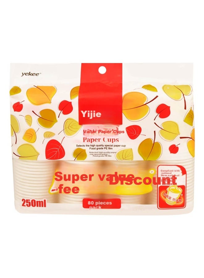 Yekee Disposable Paper Coffee Cups 80pcs/bag 250ml 20 Bags 1600pcs Jd-7136 - Image 2