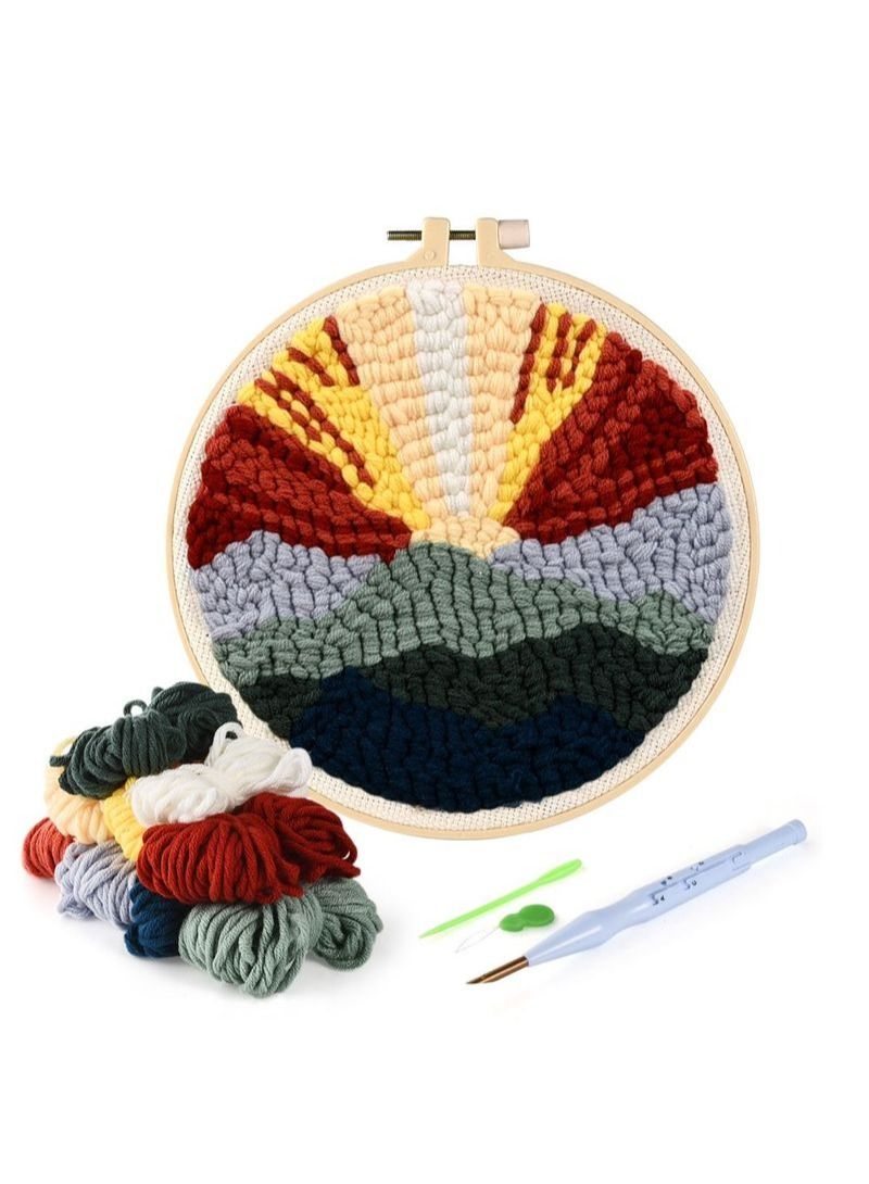 NIBEMINENT Wool Poke Embroidery DIY Material Pack - Sunset - Image 1