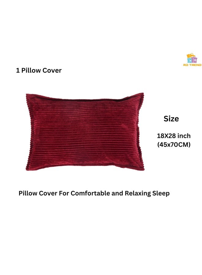 RD TREND 190 GSM Flannel Warm bedsheets for Winter Single Flat Size (60x90 Inches) with 1 Pillow Cover Size (18x28 Inches) Color- Maroon Pattern-Striped - Image 4