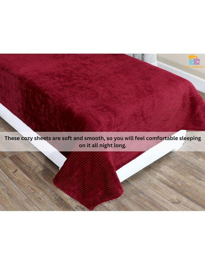 RD TREND 190 GSM Flannel Warm bedsheets for Winter Single Flat Size (60x90 Inches) with 1 Pillow Cover Size (18x28 Inches) Color- Maroon Pattern-Striped - Image 5