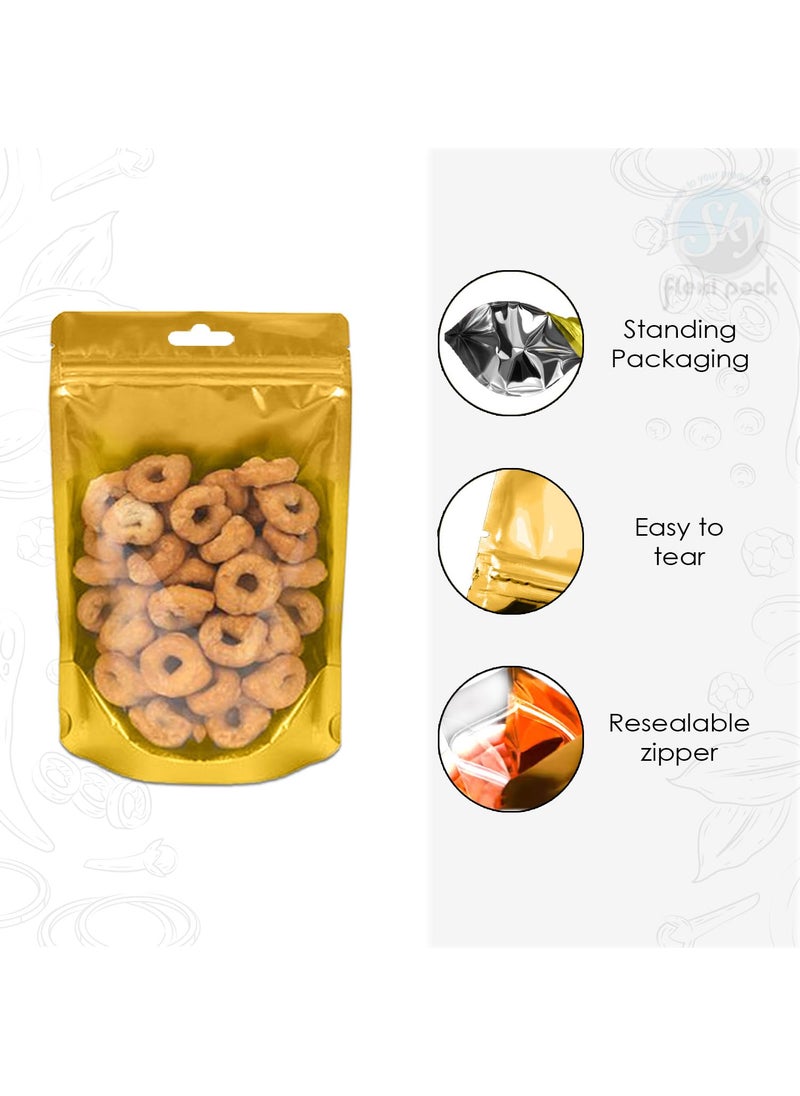 SKY FLEXI PACK SKY FLEXI PACK 50 Pieces 16cm x 24cm Transparent FrontSilver Back Food Grade Standup Pouch with Zipper Capacity 500gm  - Image 4