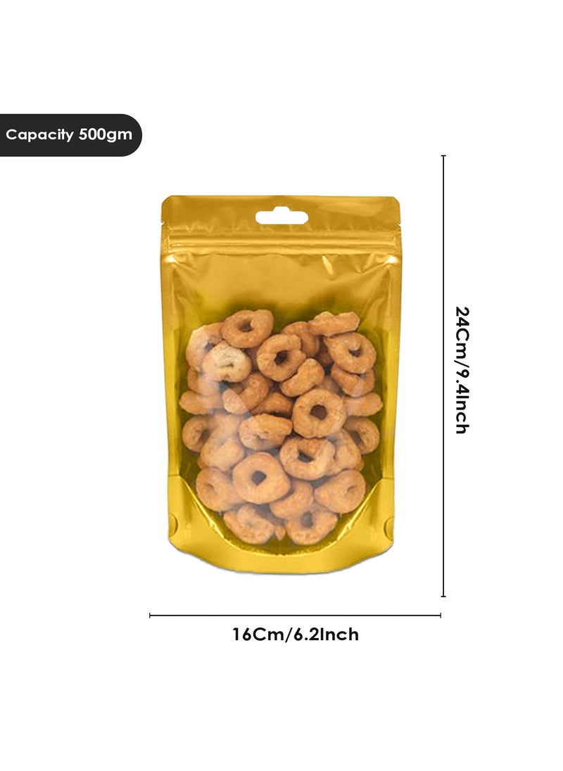 SKY FLEXI PACK SKY FLEXI PACK 50 Pieces 16cm x 24cm Transparent FrontSilver Back Food Grade Standup Pouch with Zipper Capacity 500gm  - Image 2