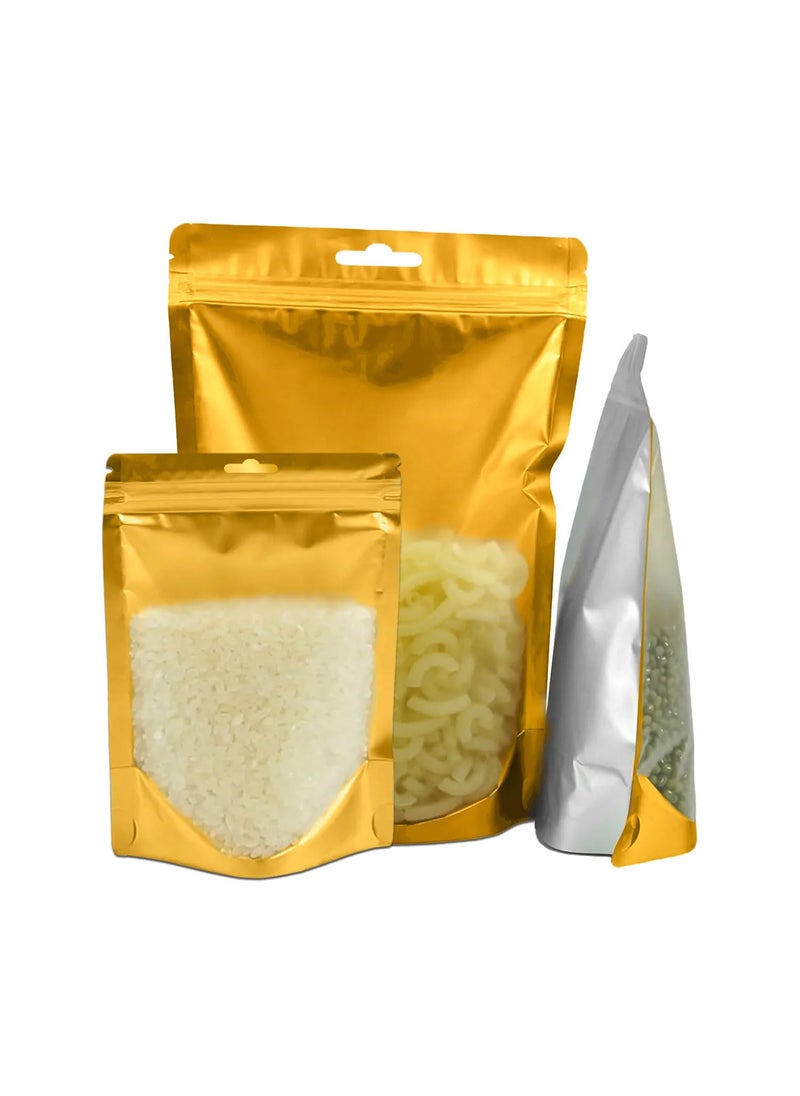 SKY FLEXI PACK SKY FLEXI PACK 50 Pieces 16cm x 24cm Transparent FrontSilver Back Food Grade Standup Pouch with Zipper Capacity 500gm  - Image 1