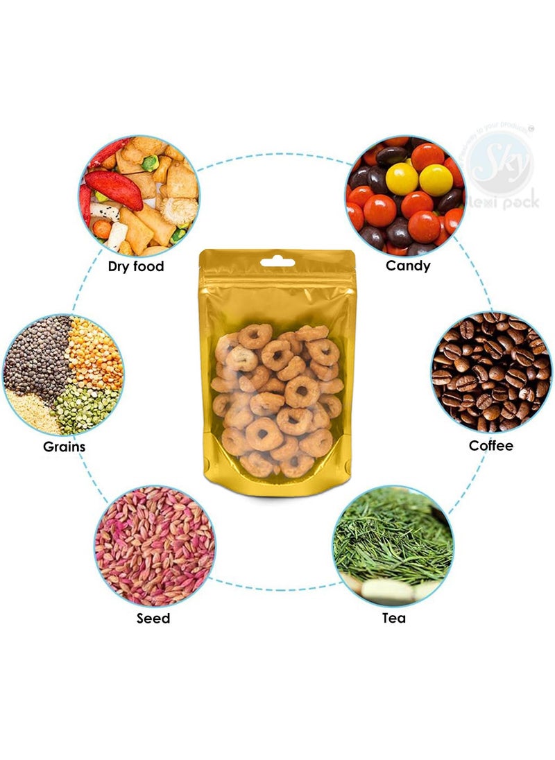 SKY FLEXI PACK SKY FLEXI PACK 50 Pieces 16cm x 24cm Transparent FrontSilver Back Food Grade Standup Pouch with Zipper Capacity 500gm  - Image 5