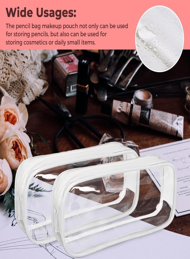 ISUSSER 5 Pack Clear PVC Zipper Pencil Pouch, Pen Pencil Case Makeup Pouch, Large Capacity Pencil Bag for Office Stationery Travel Storage (White) - Image 5