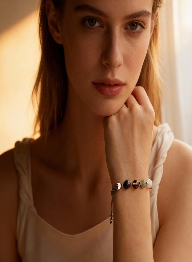 MIFYNN Moon Phase Bracelet for Women Crystal Healing Bracelet Natural Moonstone Beaded Bracelets Meditation Relaxation Crystal Bracelet Friendship Jewelry Gifts (A.) - Image 3