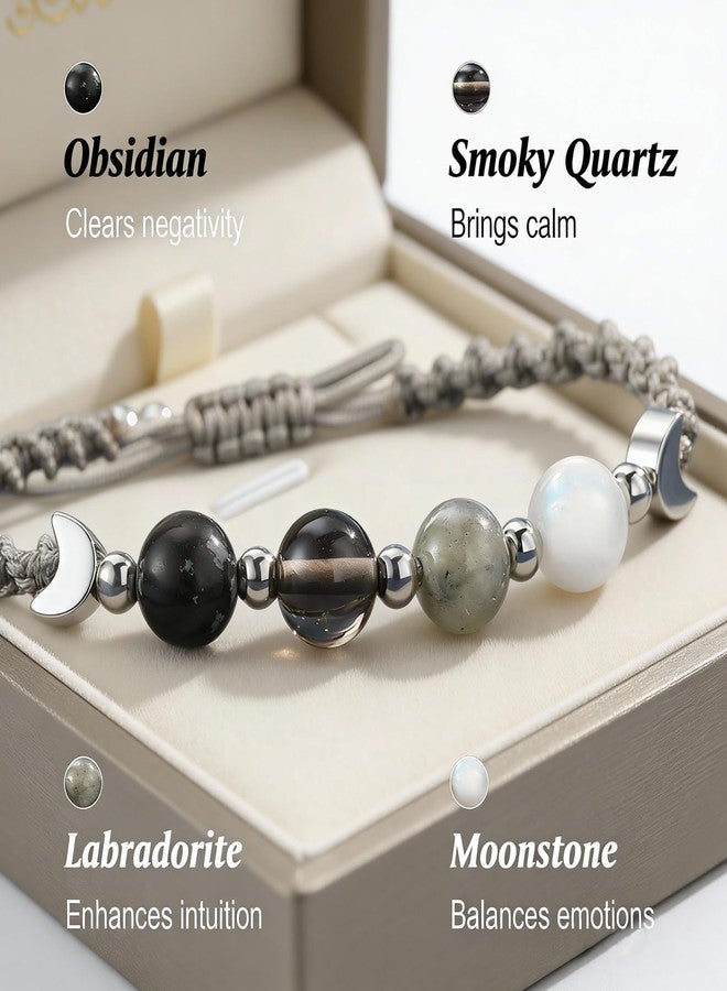MIFYNN Moon Phase Bracelet for Women Crystal Healing Bracelet Natural Moonstone Beaded Bracelets Meditation Relaxation Crystal Bracelet Friendship Jewelry Gifts (A.) - Image 5