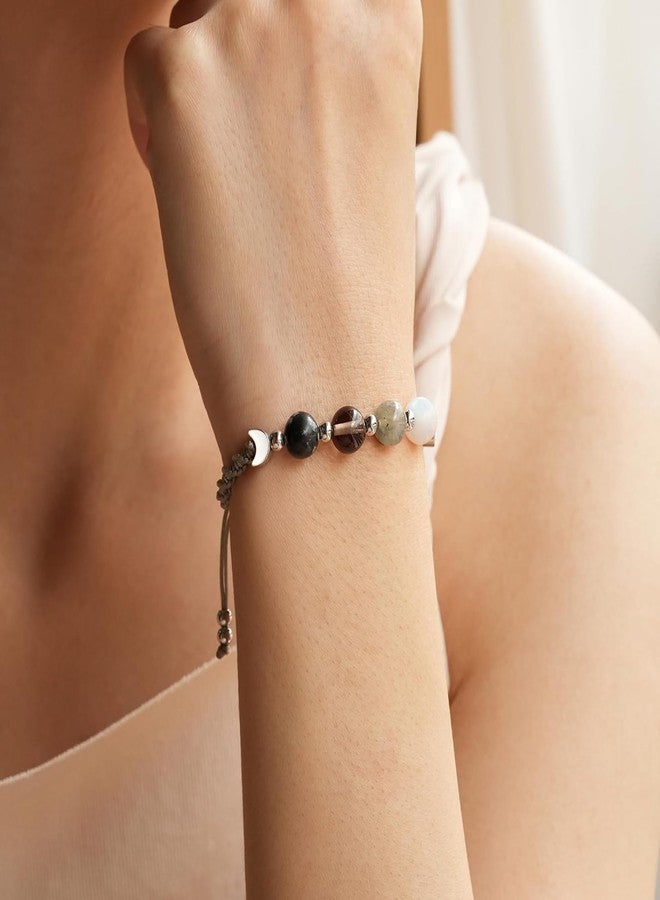 MIFYNN Moon Phase Bracelet for Women Crystal Healing Bracelet Natural Moonstone Beaded Bracelets Meditation Relaxation Crystal Bracelet Friendship Jewelry Gifts (A.) - Image 2