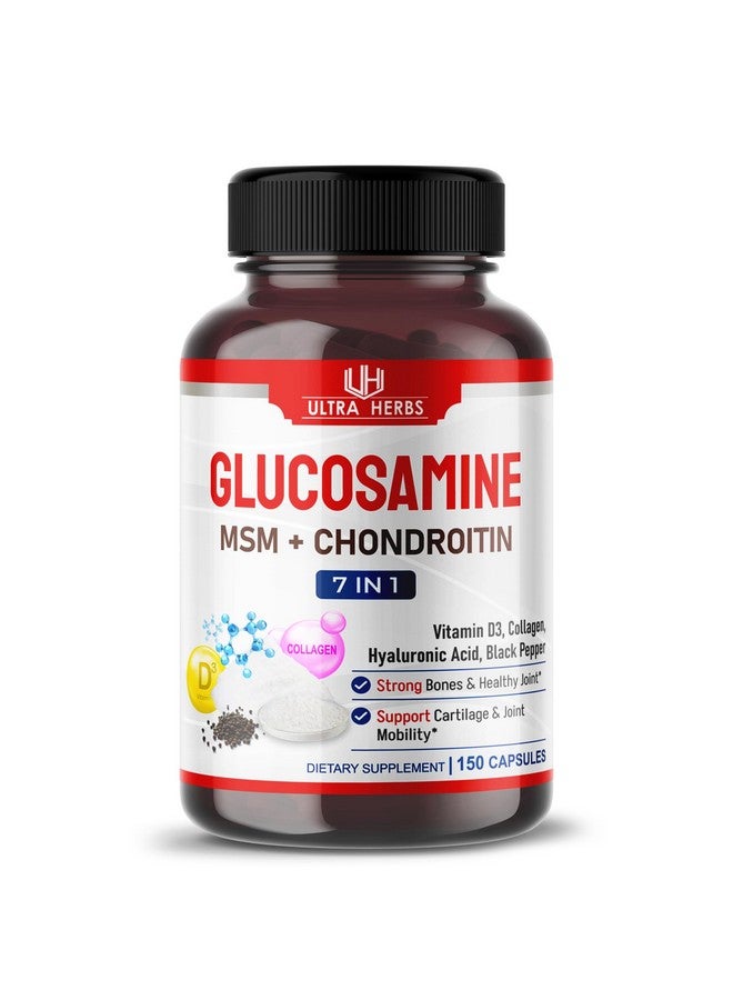 ULTRA HERBS Glucosamine Chondroitin MSM - Joint Mobility Support Supplement Enhanced with Collagen, Hyaluronic Acid, Vitamin D3 | 150 Capsules - Image 1