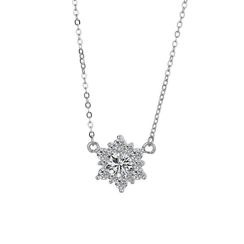 Silver-Plated High Carbon Stone Drop Pendant Necklace for Women, Geometric Water Drop Shape, 41-50cm, 2025 Summer Style