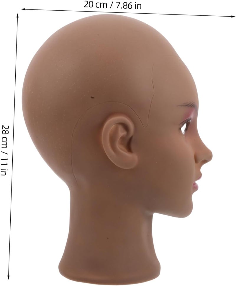 مادة سيليكون عالية الجودة رأس عارضة أزياء أفريقية من PVC للتدريب على التجميل، قطعة واحدة، لون بشرة بني، لصنع الشعر المستعار وعرضه، يشمل حامل ودبابيس لتصفيف الشعر يدوم طويلاً ألوان عالمية متنوعة - Image 2