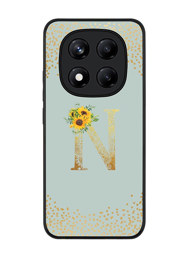 Stylizedd For Xiaomi Redmi Note 14 Pro 4G 4G Case,Slim fit Camera Protection, Shockproof Thin Phone cover  - Custom Floral Monogram - N  (Light Grey ) - Image 1