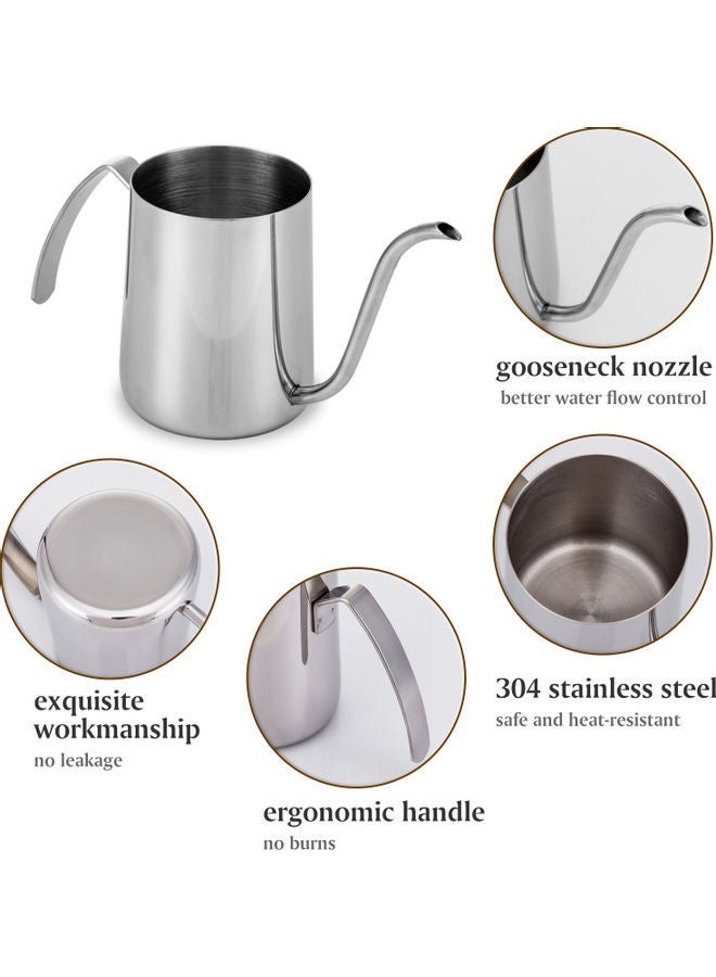 NIBEMINENT Stainless Steel Coffee Kettle Silver 7.5x9.5x7.5cm  - Image 4